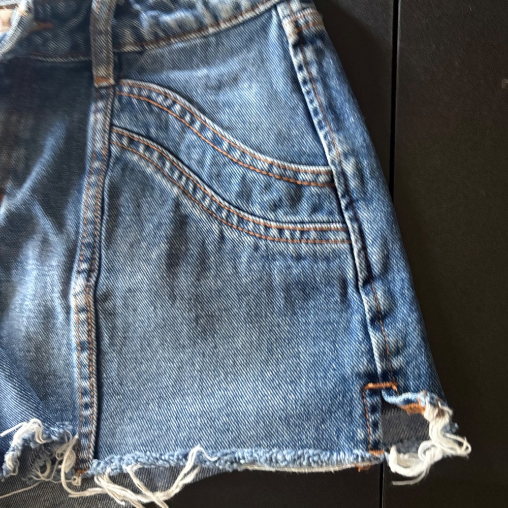 Cotton denim midrise cutoff shorts Shyann frayed raw hem cowboy western size 29 - Picture 3 of 9